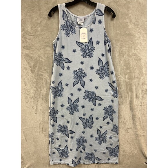 Hot Cotton by Marc Ware Women's S Blue Floral Print Maxi Dress Sleeveless USA‎ - Picture 1 of 5